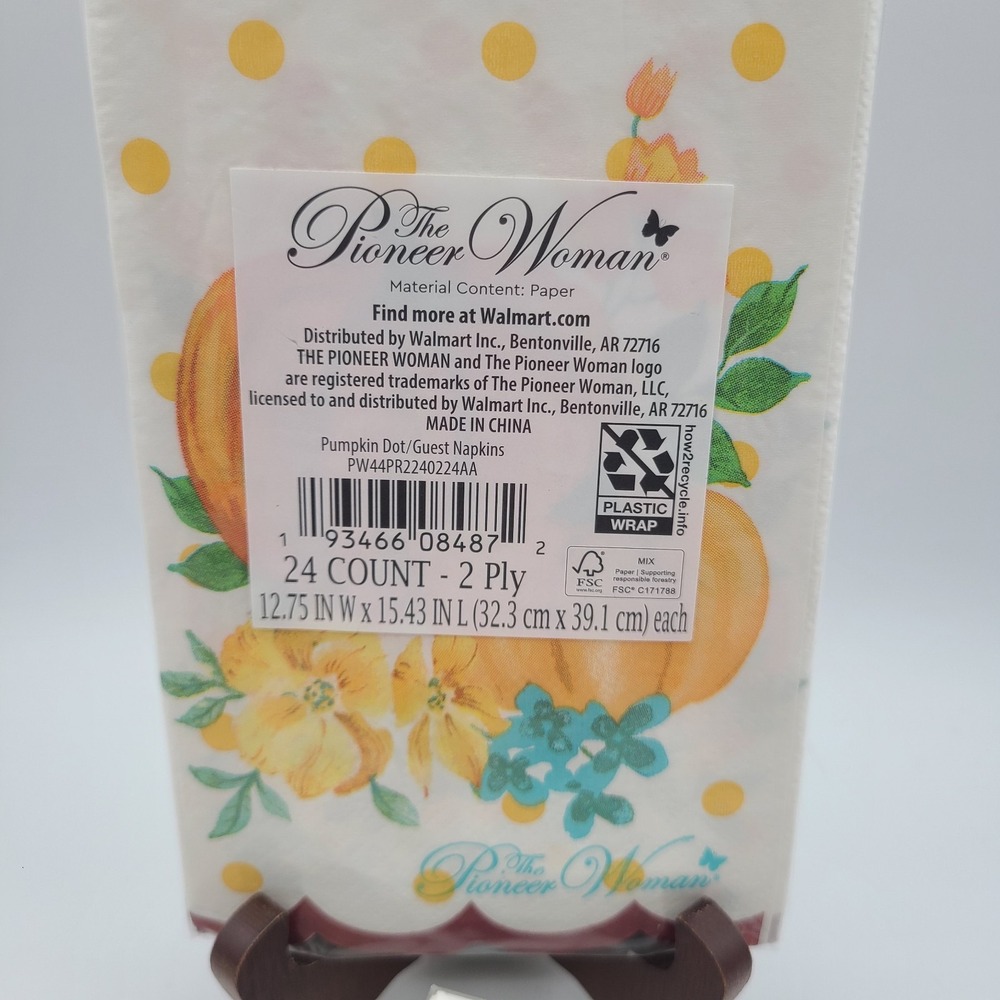 Pioneer Woman Fall Thanksgiving Party Supplies Dinner Napkins 6 Packs 24 Each - Picture 3 of 3